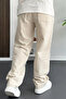 Men's Elastic Waist Baggy Fit Trousers Cream Edw356 - 4
