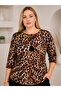 Women's Plus Size Leopard Print V-Neck Casual Chic Cut Blouse