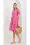 Women's Balloon-Sleeve Crinkled Pink Dress - 2