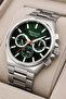 Function Men's Wrist Watch - Silver Color Case and Steel Band, Green Dial Zmfer063