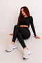Women's High Waist Flexible Diving Fabric Sports Leggings Slim Fit Gathering Black