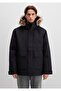 Hooded Black Parka Loose Fit / Loose Comfortable Cut 0110472-900 - 4