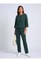 Women's Reference Fit Knitted Top and Bottom Two-Piece Set Dark Green - Comfortable Fit |   Breathable Fabric |   4 Seasons