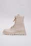 Mery Lace-Up Inner Zippered Vegan Leather Thermal Rubber Boots 45026