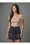 Women's Square Neck Short Sleeve Snap Fastener Body Slim Fit Tight Fit Lycra Bodysuit - 3