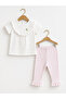 Flower Embroidered T-Shirt and Pants Set 6-9/9-12/18-24/24-36 Months - 2