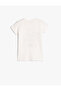 T-Shirt Shiny Printed Ribbed Short Sleeve Crew Neck Cotton - 2