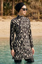 Black Hijab Swimsuit with Shirred Waist 6037A