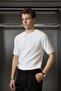 Men's Regular Fit Ribbed Knit Crew Neck T-Shirt White - 3