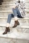 Women's Brown Antique Zippered Thick Heeled Genuine Leather Boots - 3