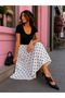 Polka dot detail midi length white skirt - 3