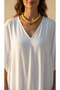 Bensei Yellow Hearth Glass Beaded, Steel Whale Tail Accessory, Steel Lock and Chain Necklace - 3