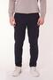Men's Side Pocket Half Elastic Waist Slim Fit Chino Navy Blue Trousers - 5