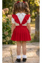 Girl's Bow Tie Blouse and Pleated Salopet Dress Set Stylish Casual Combination - 3