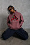 Gloves Printed Hooded Sweat - Dried Rose - 3