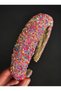 Colorful Crystal Stone Pink Hair Crown Women's Evening Dress Daily Shiny Hair Accessory - 4