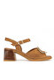 , Women's Genuine Leather Heeled Sandals 161992Z19008S Tan - 3
