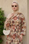 Pleated Shawl Pattern Chiffon Dress - Red - 2