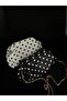 Women's Black Polka Dot Patterned Leather Clutch Crossbody Bag with Chain Strap - 3