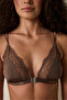 Brown Lace Triangle Bra Without Underwire and Padding - 5