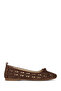 Women's Brown Patterned Shoes, Suede Leather Ballerinas 26Pfd153010