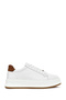 Men's White Lace-Up Thick-Soled Sports Shoes, Leather Sneaker 26Sfd675118
