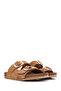 Women's Tan Buckle Suede Leather Slippers 26Sfd130610 - 3