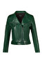 Roma Women's Green Short Biker Leather Jacket 25Wgd5609Ve
