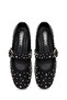 Women's Black Buckle-Stone Leather Ballerinas 26Pfd270118 - 4