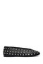 Women's Black Stone Shoes, Leather Ballerinas 26Pfd220218
