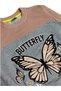 Girl's 100% Cotton Gray Cream Color Butterfly Daisy Patterned Long Sleeve Winter Tracksuit Set - 3