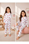 Girl's Set Strawberry Patterned 100% Cotton Long Sleeve Top and Bottom Set - 2