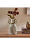 Alaya Ceramic Ribbed Vase With Two Handle 9.3x9.3x17.4cm - Ivory