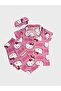 Girl's Cotton Pink Cute Character Patterned Shirt Collar Buttoned Short Sleeve Pajama Set - 3