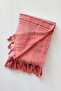 Salmon Pink Striped Cotton Towel Peshtemal 90X170 - Soft and Highly Absorbent - 3