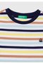 Boy's Colorful Mix Multi-Color Logo Embroidered Striped T-Shirt - 3