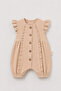 Ruffled Button Closure Linen Baby Romper - 2