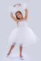 White Color Pompom Sleeves Girls Birthday Party Dress - 2