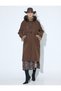 Faux Fur Collar Hooded Long Cashmere Coat with Pockets and Metal Closure Detail - 4