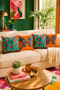 Butterfly And Flowers Patterned Vintage Hidden Zippered Throw Pillow Cover Sofa Pillow Cover Set(4pcs)