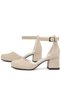 Merida Beige Suede Thick Heeled Girl's Heeled Shoes - 7