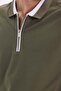 Men's Slim Fit Slim Fit 100% Cotton Flat Pike Zippered Khaki Polo Collar T-shirt - 4