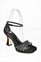 S569314604 Black Fabric Thick Heeled Women's Evening Dress Shoes - 7