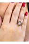Natural Stone Pink Quartz Stone Antique Model Women's Adjustable Ring Euy78Pk
