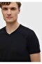 Cotton Blended Black T-Shirt - Plain V-Neck - 3