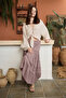 Plum Asymmetrical Seersucker Fabric Skirt with Elastic Waist - 3