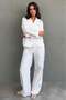 Ecru V-Neck Striped Shirt and Trousers Set Mg2852 - 5