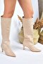 Skin Suede Short Heeled Women's Boots L882870402 - 4