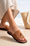 "Soleil" Suede Genuine Leather Look Comfort Sole Tan Women's Slippers - Buckle Back Strap Square Toe Günl