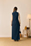 V-Neck Embroidered Gilet Navy Blue - 6